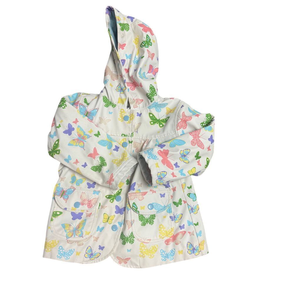 Hatley Little‎ Girls Size 2T Social Butterflies Button Up Rain Coat Jacket
